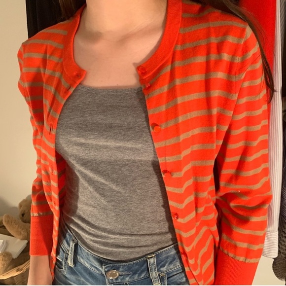 J.Crew Orange and Tan Striped Cardigan - Picture 2 of 4